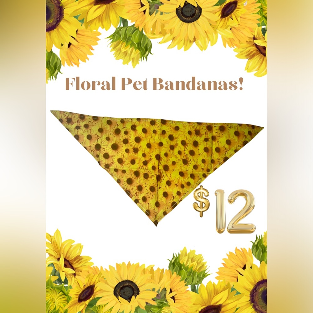 COPY - Sunflower Pet Dog Cat Bandana for Boy Girl Unisex Medium Large OSFM! So …